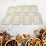 Rectangle Plastic Dinner Plate  Serving Trays Home School Office 8 Pcs Set - Sleeve Design by Nari Haat, Indian ethni...