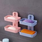 Adhesive Sticker Soap 2 Layer Dish Holder Wall Mounted (Double Layers / 2 pc) - Front View by Nari Haat, Indian ethni...