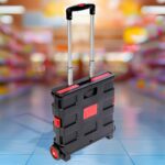 Foldable Shopping Grocery Trolley / Cart Travel Portable Food Basket (1 Pc) - Closeup Embroidery by Nari Haat, Indian...