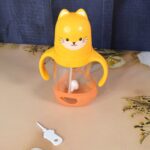 Glass Baby Feeding Bottle with Handles & Straw (300 ML / 1 Pc) - Front View by Nari Haat, Indian ethnic wear, women c...