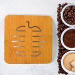 Square Bamboo Wood Table Place mat Hot Pot Cup Mat Tea Coaster(14×14 Cm / 1 Pc) - Front View by Nari Haat, Indian et...