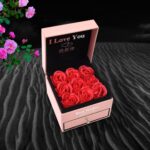 Preserved Eternal Rose Gift Box with Drawer & 9 Artificial Roses (1 Set) - Closeup Embroidery by Nari Haat, Indian et...