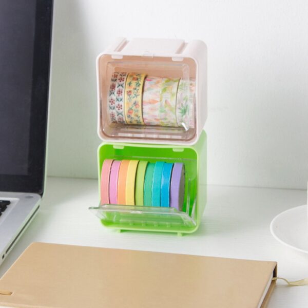 Durable Transparent Tape Storage Box – Plastic Office Organizer - Front View by Nari Haat, Indian ethnic wear, wome...