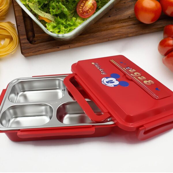 Cartoon Printed 4-Compartment Insulated Lunch Box for Kids - Front View by Nari Haat, Indian ethnic wear, women cloth...