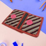 Foldable Hanging Organizer with 3 Pockets - Wall Hanging Letter Holder - Closeup Embroidery by Nari Haat, Indian ethn...