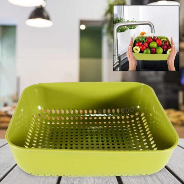 Multipurpose Small Plastic Kitchen Basket, Vegetables and Fruits Washing, (20x17 Cm) - Front View by Nari Haat, India...