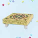 Handicraft Wood Chowki for Pooja , Wooden Bajot (1 Pc / Mix Descign & Color) - Sleeve Design by Nari Haat, Indian eth...