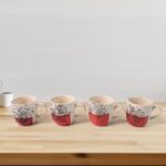 Set Of Ceramic Cup 4pc And Glass Bowl 4pc With Plastic Plate (9 Pcs Set) - Neckline Detail by Nari Haat, Indian ethni...