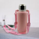 Stainless Steel 316 Vacuum Insulated Travel Bottle / Kettle (1300 ML) - Closeup Embroidery by Nari Haat, Indian ethni...