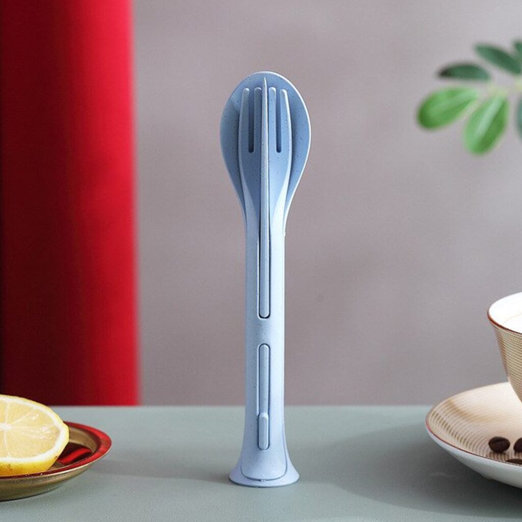 3 in 1 Reusable Spoon, Knife Forks Tableware, Spoon (3 Pcs Set) - Front View by Nari Haat, Indian ethnic wear, women ...