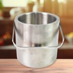 Stainless Steel Ice Buckets with Lid (1.3 Liters Approx) - Back View by Nari Haat, Indian ethnic wear, women clothing...