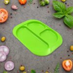Biodegradable 3-Compartment Plastic Food Plate with Spoon for Snacks (1 Pc) - Neckline Detail by Nari Haat, Indian et...