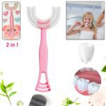 2 In1 U-Shape Silicone Manual Toothbrush & Tongue Scraper Cleaner Brush (1 Pc) - Front View by Nari Haat, Indian ethn...