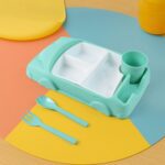 Kid's Car Shaped Plates Cup / Lunch Box Dinnerware (4 Pcs Set / 1000 ML Lunch Box) - Back View by Nari Haat, Indian e...