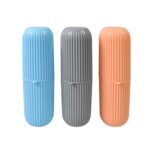Capsule Shape Travel Toothbrush Toothpaste Case Holder (Multicolor / 3 Pcs Set) - Back View by Nari Haat, Indian ethn...
