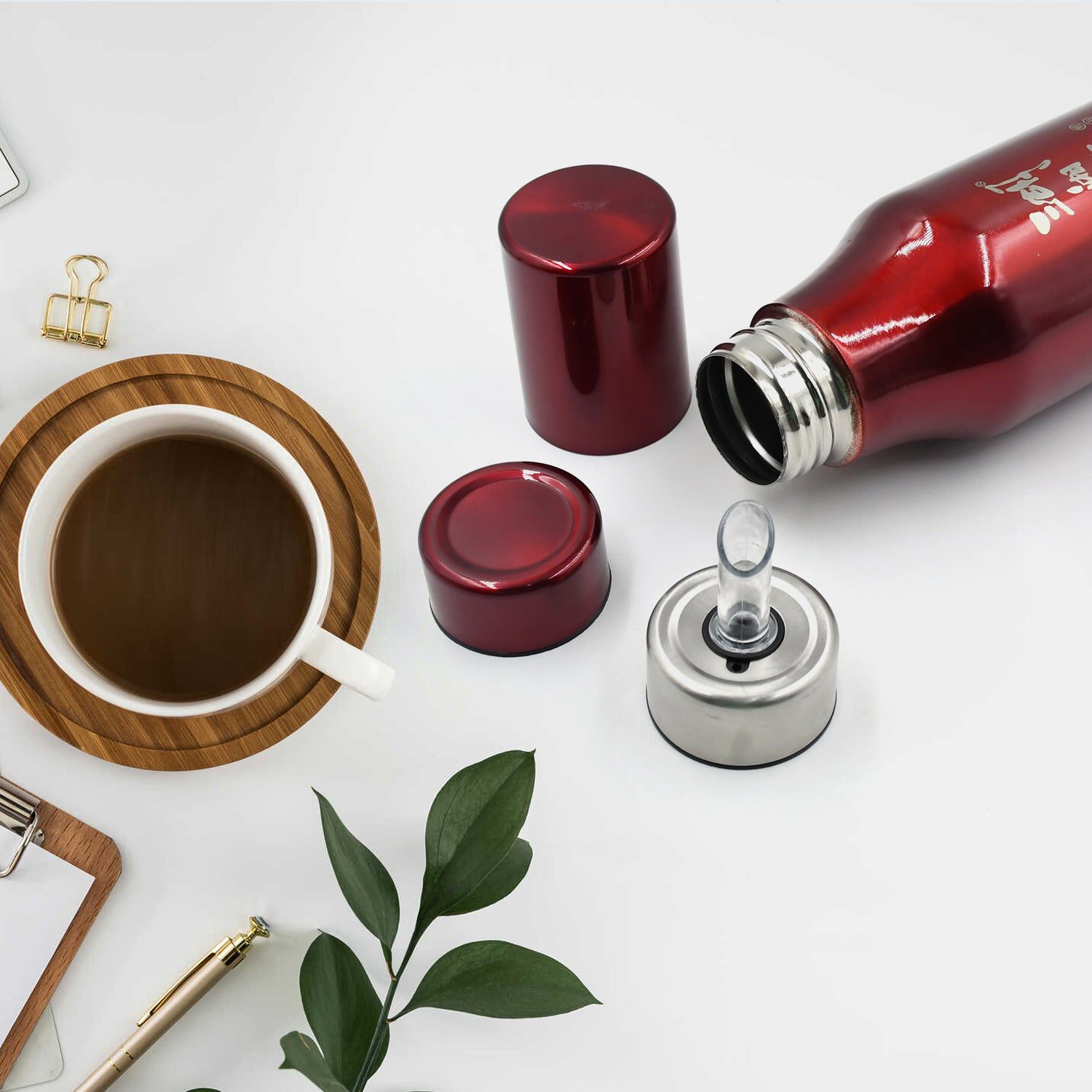 02_56ae5e68-ba46-46bb-9e13-dba0c6c47317.jpg Stainless Steel Oil Dispenser with Nozzle Bottle (500Ml) - Front View by Nari Haat, Indian ethnic wear, women clothin...