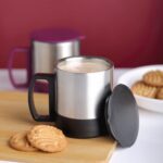 Stainless Steel Coffee/Tea Cup, Stainless Steel Lid Cover Hot Coffee/Tea Mug Hot Insulated Double Wall Stainless Stee...