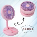 USB Rechargeable Portable Fan with LED Light – Heavy-Duty Foldable Fan - Back View by Nari Haat, Indian ethnic wear...