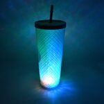 Cup with Straw & LED Lighting Reusable Matte Studded Tumbler (1 Pc) - Front View by Nari Haat, Indian ethnic wear, wo...