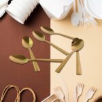 Premium Luxurious Stainless Steel Coated Spoons (6 Pcs Set / Golden) - Closeup Embroidery by Nari Haat, Indian ethnic...