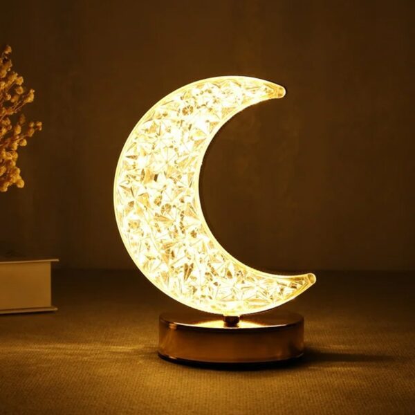Moon Crystal Touch Table Lamp with 3 Color Dimmable USB Night Light - Front View by Nari Haat, Indian ethnic wear, wo...