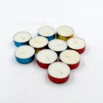 Decorative Color Candle Light for Gifts  Birthday Anniversary Diwali 10 Pc Set - Closeup Embroidery by Nari Haat, Ind...