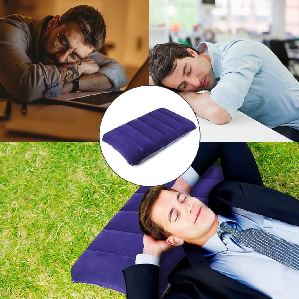 Blue Velvet Inflatable Travel Pillow