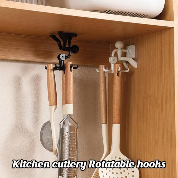 360° Rotating 6-Claw Hook – Kitchen & Bathroom Organizer (1 Pc | White) - Front View by Nari Haat, Indian ethnic w...