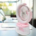 Desktop Fan - Camping Fan LED Light, Humidifying Fan (1 Pc / Plug & Play Fan) - Closeup Embroidery by Nari Haat, Indi...