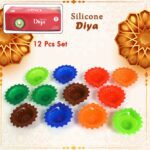 Silicone Diya for Diwali Attractive Design Colourful Diya Combo, Diwali (12 Pcs Set) - Front View by Nari Haat, India...