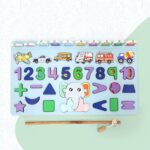 Wooden Number Puzzle Match Board and magnetic rod - Sleeve Design by Nari Haat, Indian ethnic wear, women clothing, d...