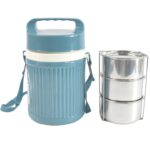 Stackable Insulated Tiffin with Handle (1 Pc): Leakproof, Hot Food Container - Sleeve Design by Nari Haat, Indian eth...