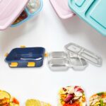 3 Compartment Transparent Stainless Steel Lunch Box for Kids - Neckline Detail by Nari Haat, Indian ethnic wear, wome...