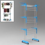 Premium Heavy Duty Stainless Steel 3 Layer Foldable Cloth Drying Stand - Front View by Nari Haat, Indian ethnic wear,...