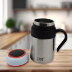 Stainless Steel Mug / Bottle Vacuum Insulated Cup Handle & Small Cup, (420 ML) - Back View by Nari Haat, Indian ethni...
