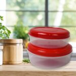 Round Plastic Big & Small Storage Container Box (PACK OF 2) - Front View by Nari Haat, Indian ethnic wear, women clot...
