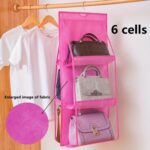 6 Pockets Hanging Purse Handbag Organizer Clear Hanging Shelf Bag (1 Pc) - Neckline Detail by Nari Haat, Indian ethni...