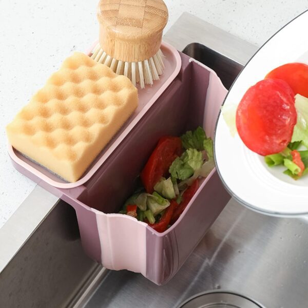 Small Multifunction Sink Drain Basket - Universal & Foldable - Sink Trash Holder Sink Side Storage Drainer Strainer B...