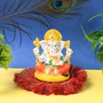 Lord Ganesha Idol / Ganpati Statue / Ganpatii Bappa Showpiece for Gifts (1 Pc) - Closeup Embroidery by Nari Haat, Ind...