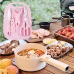 Mini Travel Cutting Board Set, 4 Pcs Portable Mini Camping Plastic Cutting Board & Knife, Fruits & Vegetable Peeler S...