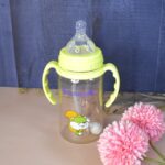 Plastic Baby Feeding Bottle with Handles, Cleaning brush & Straw (300 ML / 1 Pc) - Closeup Embroidery by Nari Haat, I...