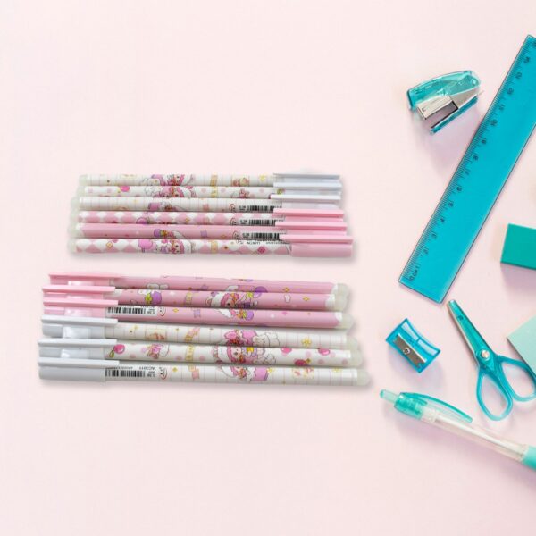 Erasable gel ink pen 12 Pcs/ Fancy Cute Blue Gel Pen with attached Magic Wipe Eraser Gel Pen, Stationery for Office S...