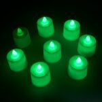 Green Flameless LED Tealights Smokeless Decorative Candles LED Tea Light Pack of 8 - Sleeve Design by Nari Haat, Indi...