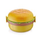 Burger Shape Lunch Box – Double Layer 1000ml Food Container with 2 Spoons for Kids - Closeup Embroidery by Nari Haa...