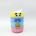 Plastic Animal Cartoon Bowl Set – 4 Pieces with Spoons for Kids (Assorted Color) - Back View by Nari Haat, Indian e...