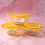 Dazzle Glass Bowl Set Mixing / Storage Bowls with Lids (3 pcs Set) - Sleeve Design by Nari Haat, Indian ethnic wear, ...
