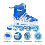 Inline Skates with LED Flashing Light Adjustable Length Premium Quality Skates Pair - Closeup Embroidery by Nari Haat...