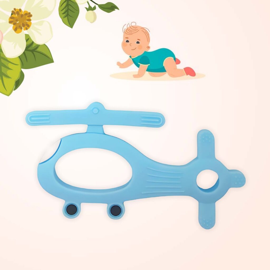 Silicone Helicopter Shape Teether for Baby (1 Pc / Mix Color) - Front View by Nari Haat, Indian ethnic wear, women cl...