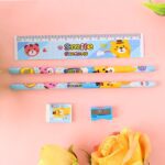 Wooden Pencil Set (5 Pc): School Supplies, Stationery Set for Kids - Back View by Nari Haat, Indian ethnic wear, wome...