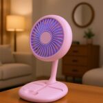 USB Rechargeable Portable Fan with LED Light – Heavy-Duty Foldable Fan - Front View by Nari Haat, Indian ethnic wea...